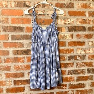 blue and white dress checkered Rihoas Plaid Slip Mini Dress for Women, Blue / L main image 0